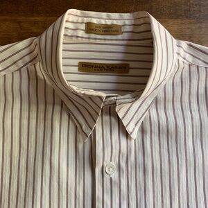 Donna Karan New York Vintage Men’s Dress Shirt | Fine Red & Blue Stripe | 15.5